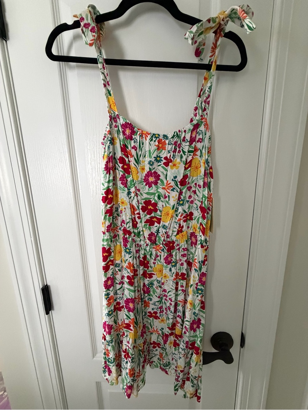 BeBop Floral Maxi Dress in White with Pink, Green, Yellow, Orange Accents